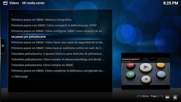 El Add-on de XBMC para Mi media center