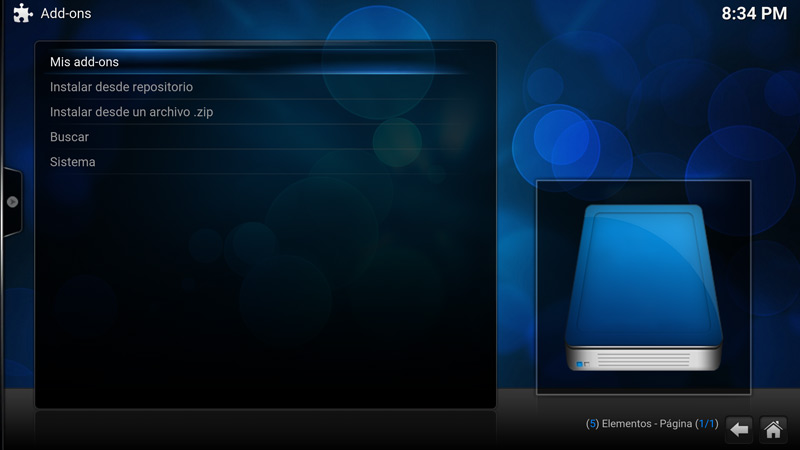 Como desinstalar un add-on en Kodi (paso 3)