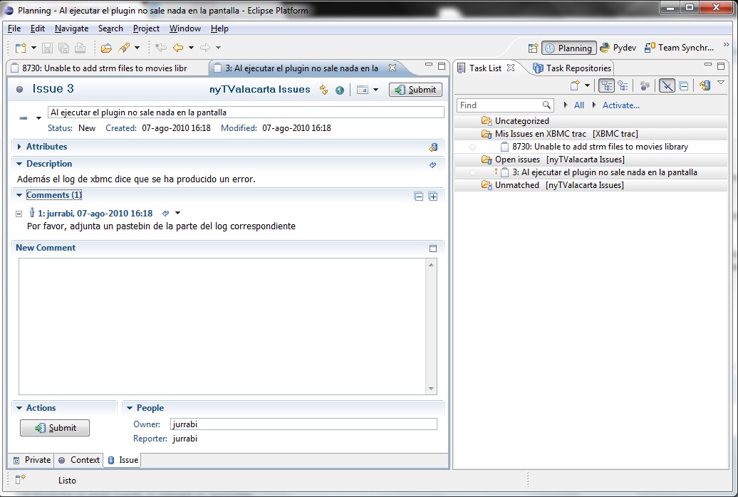 issue tracker integrado en eclipse.jpg