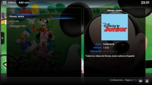 El add-on de Disney Junior para XBMC, con su logo y fanart