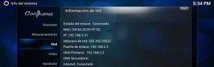 Información de red en XBMC